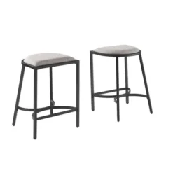 Bar Stools & Counter Height Stools-Kirkland's Home And Black Metal Counter Stools, Set Of 2 Gray
