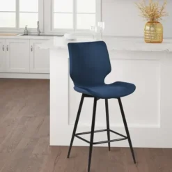 Bar Stools & Counter Height Stools-Kirkland's Home And Black Metal Swivel Counter Stool Blue