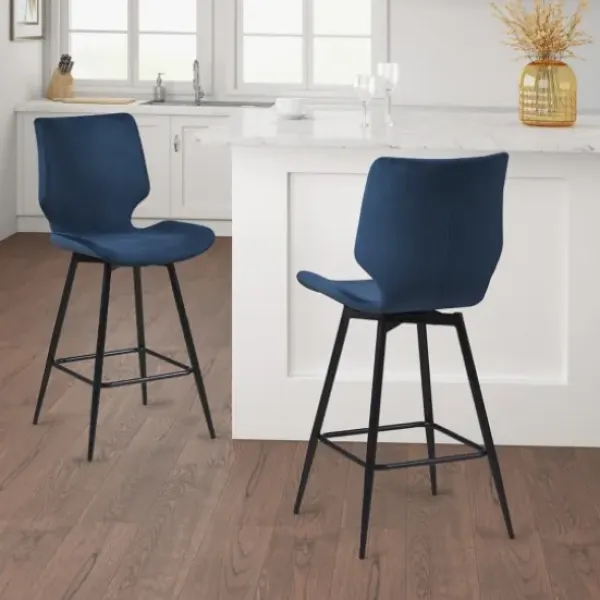 Bar Stools & Counter Height Stools-Kirkland's Home And Black Metal Swivel Counter Stool Blue