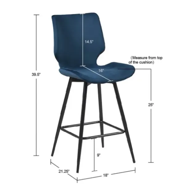 Bar Stools & Counter Height Stools-Kirkland's Home And Black Metal Swivel Counter Stool Blue