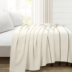 Bedspreads & Coverlets-Kirkland's Home And Black Striped King Coverlet Ivory