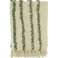 Blankets & Throws-Kirkland's Home And Black Tufted Lines Throw Ivory