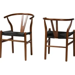 Dining Chairs-Kirkland's Home And Black Wishbone Dining Chairs, Set Of 2 Brown