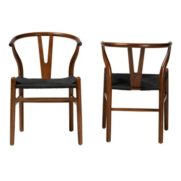 Dining Chairs-Kirkland's Home And Black Wishbone Dining Chairs, Set Of 2 Brown