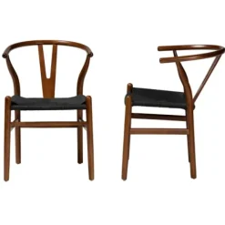 Dining Chairs-Kirkland's Home And Black Wishbone Dining Chairs, Set Of 2 Brown