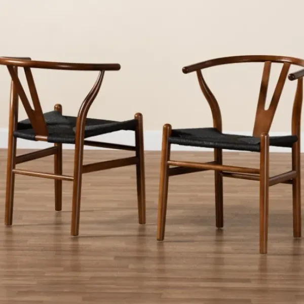 Dining Chairs-Kirkland's Home And Black Wishbone Dining Chairs, Set Of 2 Brown