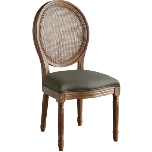 Dining Chairs-Kirkland's Home And Brown Cane Oval Back Dining Chair Gray