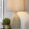 Table Lamps-Kirkland's Home And Cream Textured Table Lamp Gray