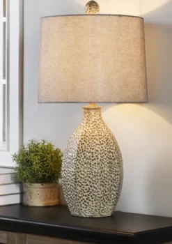 Table Lamps-Kirkland's Home And Cream Textured Table Lamp Gray