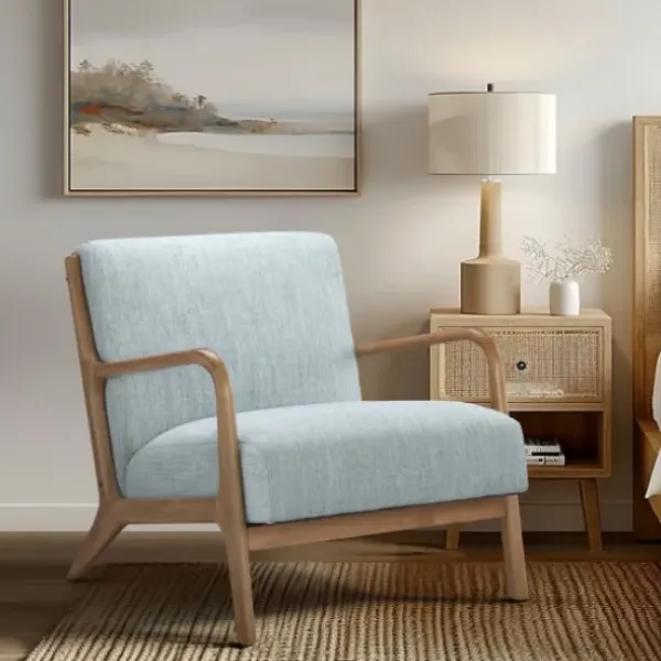 Accent Chairs-Kirkland's Home And Elm Wood Mid-Century Modern Armchair Gray