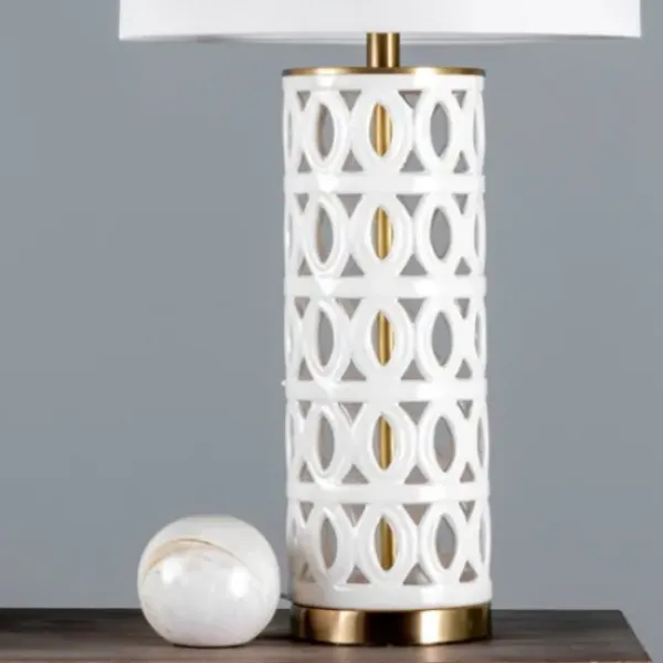 Table Lamps-Kirkland's Home And Gold Cut-Out Ovals Table Lamp White