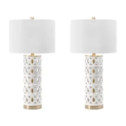 Table Lamps-Kirkland's Home And Gold Cut-Out Ovals Table Lamp White