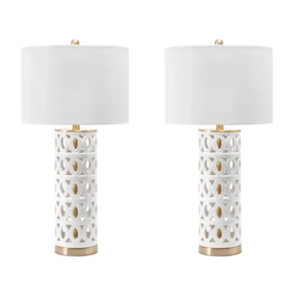 Table Lamps-Kirkland's Home And Gold Cut-Out Ovals Table Lamp White