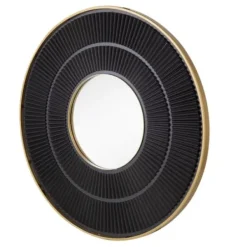 Decorative Mirrors-Kirkland's Home And Gold Double Ribbed Wall Mirror Black