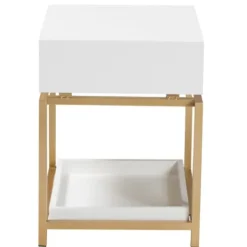 Nightstands-Kirkland's Home And Gold 1-Drawer Nightstand White