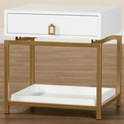 Nightstands-Kirkland's Home And Gold 1-Drawer Nightstand White