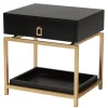Nightstands-Kirkland's Home And Gold 1-Drawer Nightstand Black
