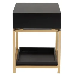 Nightstands-Kirkland's Home And Gold 1-Drawer Nightstand Black