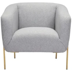 Accent Chairs-Kirkland's Home And Gold Rounded Back Accent Chair Gray