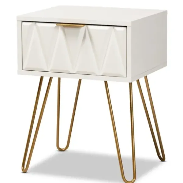 Accent & End Tables-Kirkland's Home And Gold Single Drawer Accent Table White