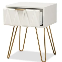 Accent & End Tables-Kirkland's Home And Gold Single Drawer Accent Table White