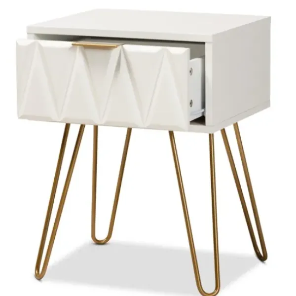Accent & End Tables-Kirkland's Home And Gold Single Drawer Accent Table White