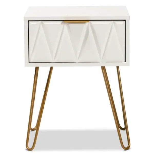 Accent & End Tables-Kirkland's Home And Gold Single Drawer Accent Table White