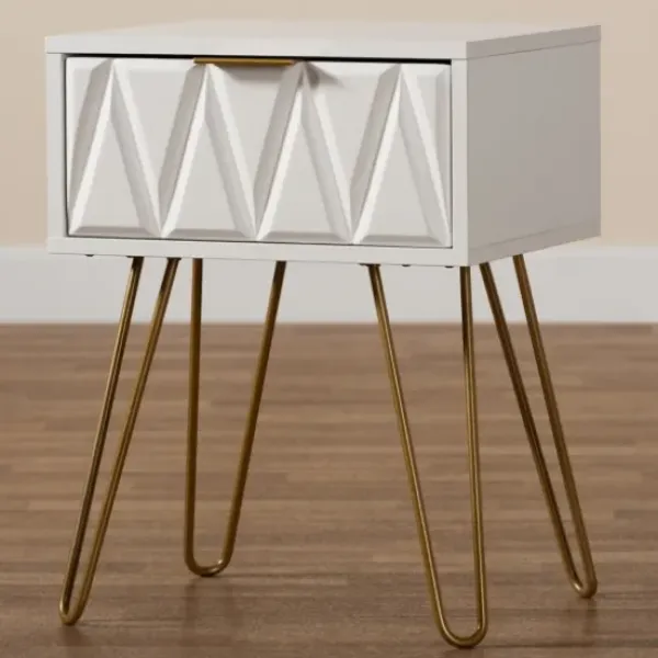 Accent & End Tables-Kirkland's Home And Gold Single Drawer Accent Table White