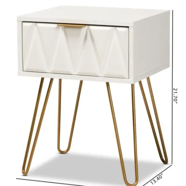 Accent & End Tables-Kirkland's Home And Gold Single Drawer Accent Table White