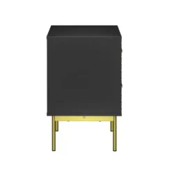 Nightstands-Kirkland's Home And Gold Wave Nightstand Black