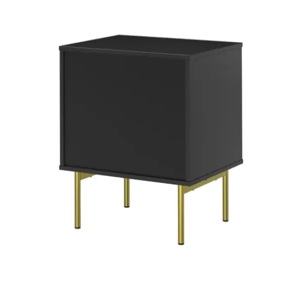 Nightstands-Kirkland's Home And Gold Wave Nightstand Black