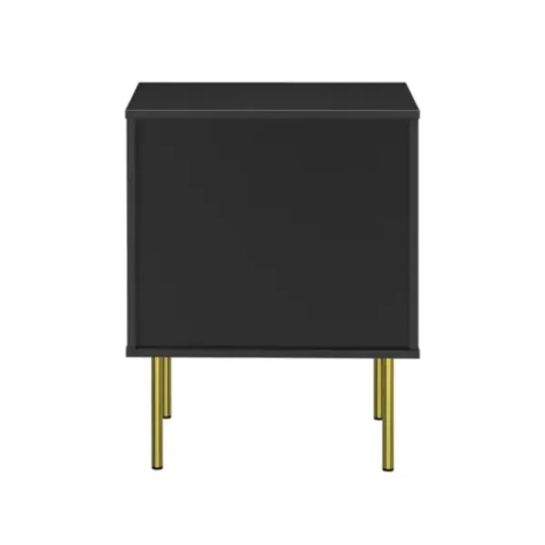 Nightstands-Kirkland's Home And Gold Wave Nightstand Black