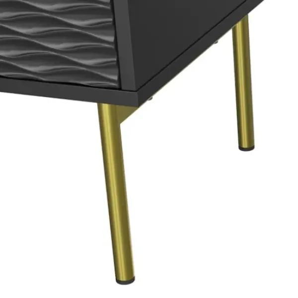 Nightstands-Kirkland's Home And Gold Wave Nightstand Black