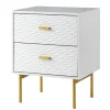 Nightstands-Kirkland's Home And Gold Wave Nightstand White