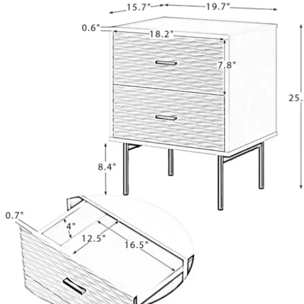 Nightstands-Kirkland's Home And Gold Wave Nightstand White
