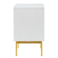 Nightstands-Kirkland's Home And Gold Wave Nightstand White