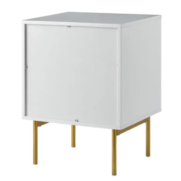 Nightstands-Kirkland's Home And Gold Wave Nightstand White