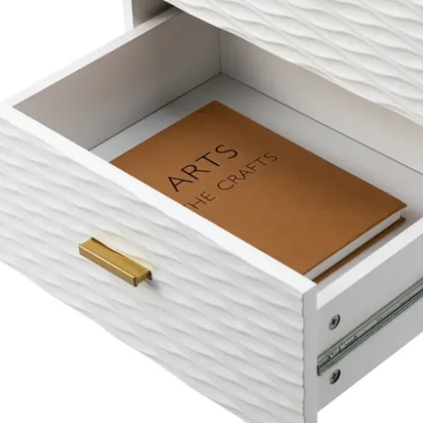 Nightstands-Kirkland's Home And Gold Wave Nightstand White