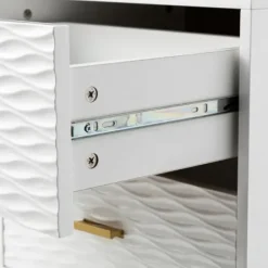Nightstands-Kirkland's Home And Gold Wave Nightstand White