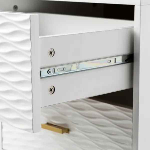 Nightstands-Kirkland's Home And Gold Wave Nightstand White