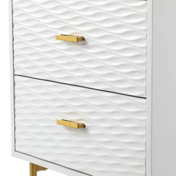 Nightstands-Kirkland's Home And Gold Wave Nightstand White