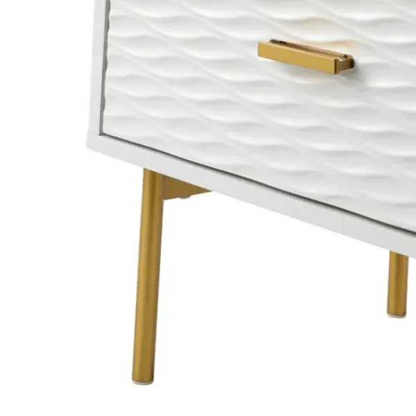 Nightstands-Kirkland's Home And Gold Wave Nightstand White