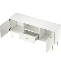 Tv Stands & Media Consoles-Kirkland's Home And Gold Wave Tv Stand White