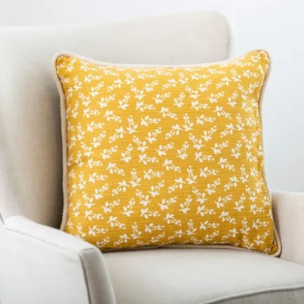 Pillows-Kirkland's Home And Gray Embroidered Claudia Pillow Yellow