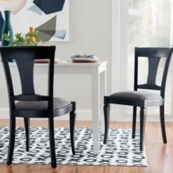 Dining Chairs-Kirkland's Home And Gray Linen Dining Chairs, Set Of 2 Black