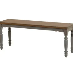 Dining Chairs-Kirkland's Home And Gray Wooden Dining Bench Brown