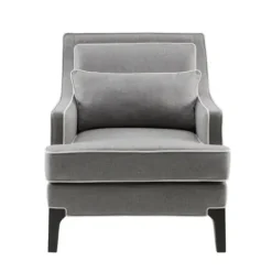 Accent Chairs-Kirkland's Home And Ivory Trim Upholstered Armchair Gray