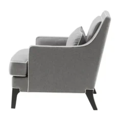 Accent Chairs-Kirkland's Home And Ivory Trim Upholstered Armchair Gray