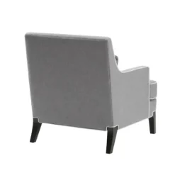 Accent Chairs-Kirkland's Home And Ivory Trim Upholstered Armchair Gray