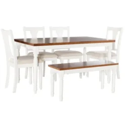 Dining Sets-Kirkland's Home And Light Brown Wood 6-Pc. Dining Set White